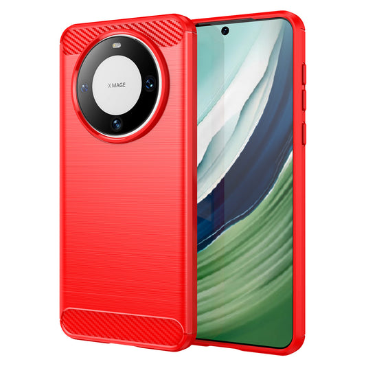 For Huawei Mate 60 Case Shockproof TPU Shell Brushed Carbon Fiber Texture Phone Cover