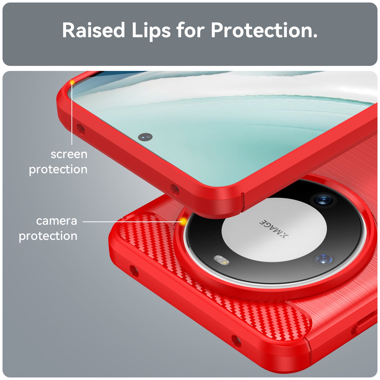For Huawei Mate 60 Case Shockproof TPU Shell Brushed Carbon Fiber Texture Phone Cover