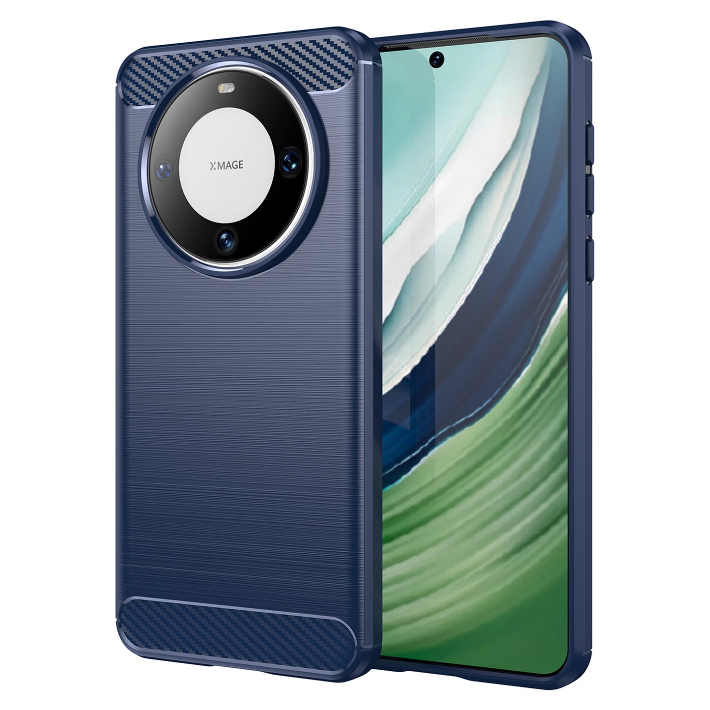 For Huawei Mate 60 Case Shockproof TPU Shell Brushed Carbon Fiber Texture Phone Cover