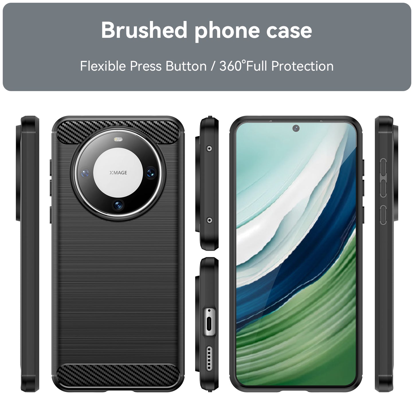 For Huawei Mate 60 Pro Case Slim Carbon Fiber Texture Brushed Phone Back Cover