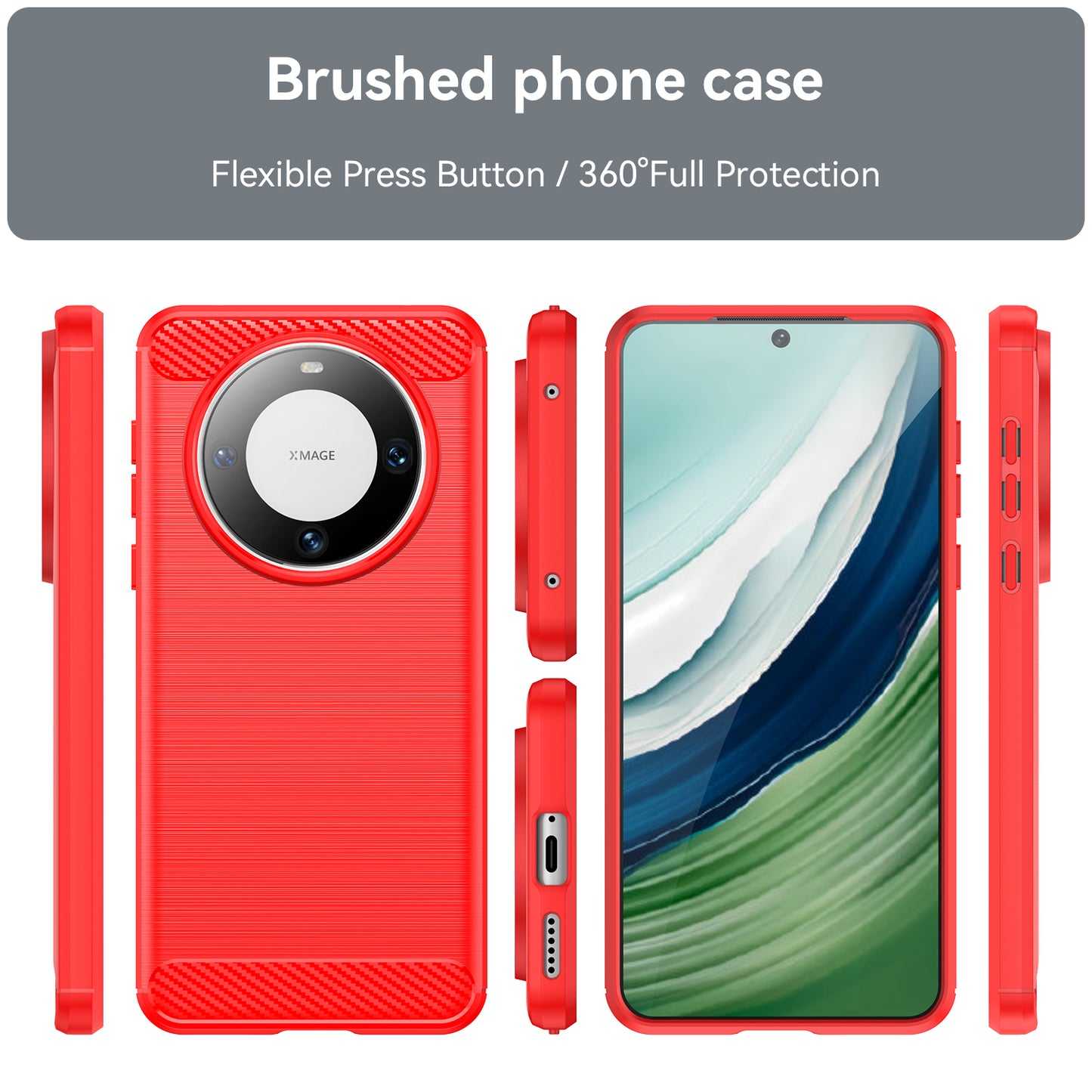 For Huawei Mate 60 Pro Case Slim Carbon Fiber Texture Brushed Phone Back Cover