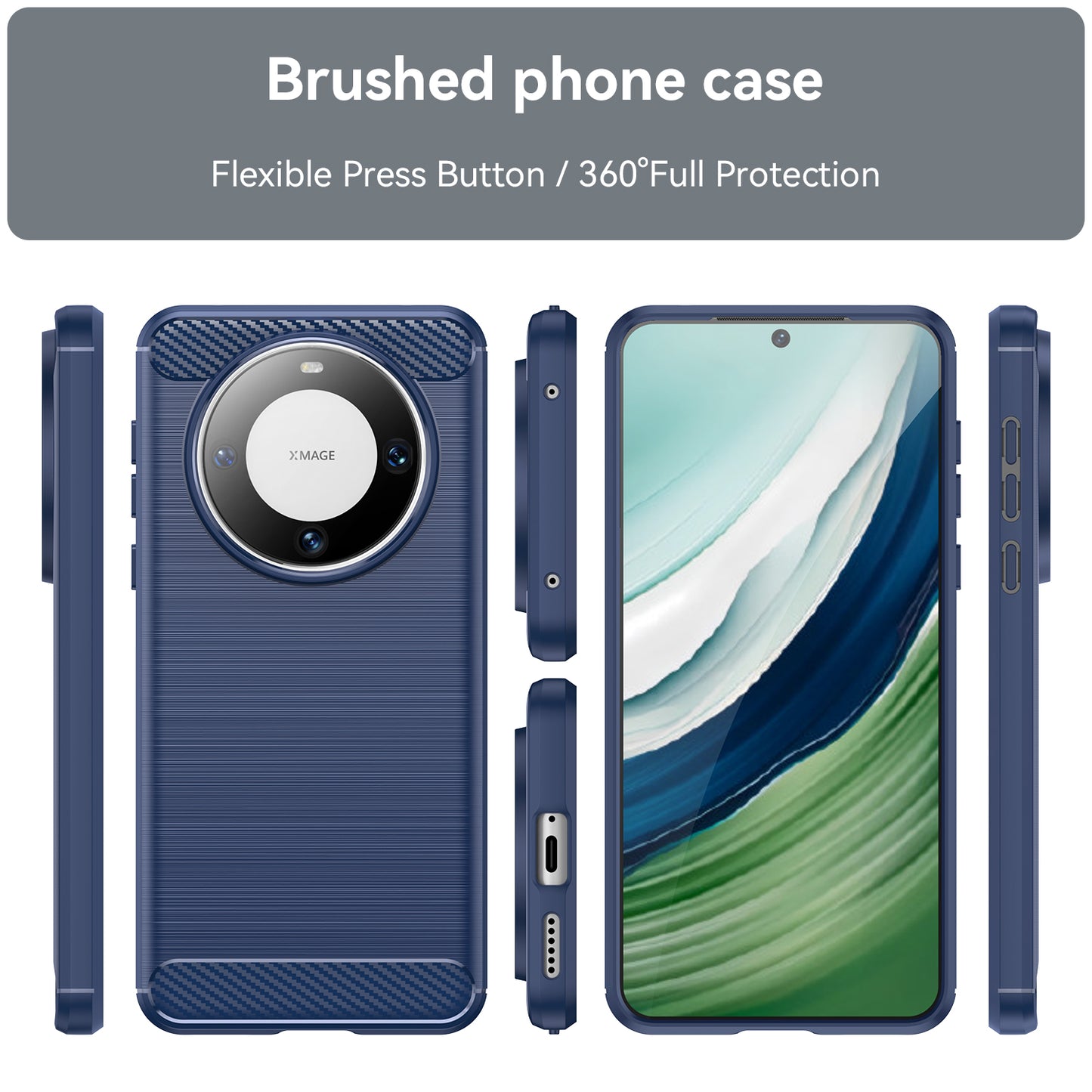 For Huawei Mate 60 Pro Case Slim Carbon Fiber Texture Brushed Phone Back Cover