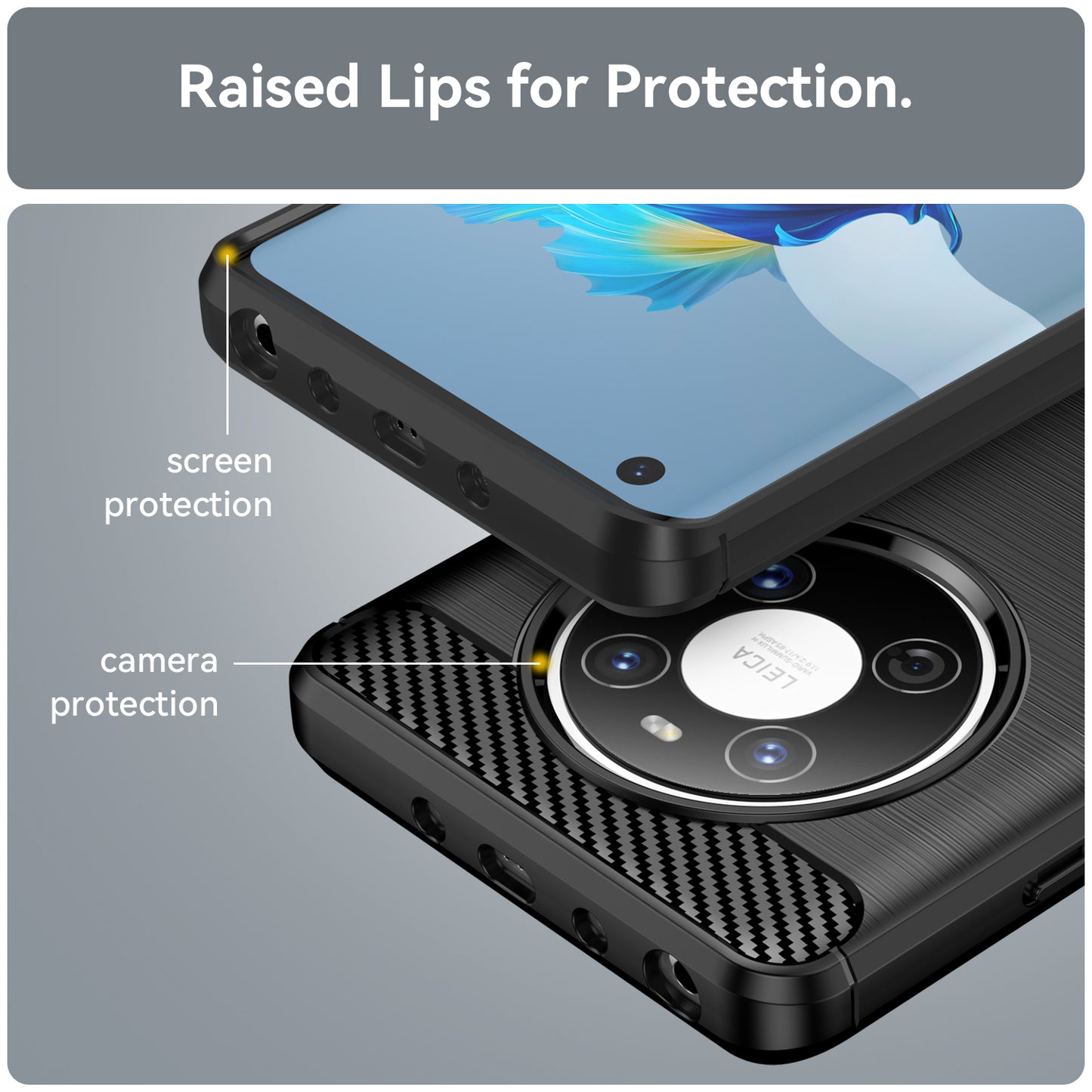 For Huawei Mate 40E / Mate 40 Case Slim-Fit Carbon Fiber Texture Phone Cover TPU Shell