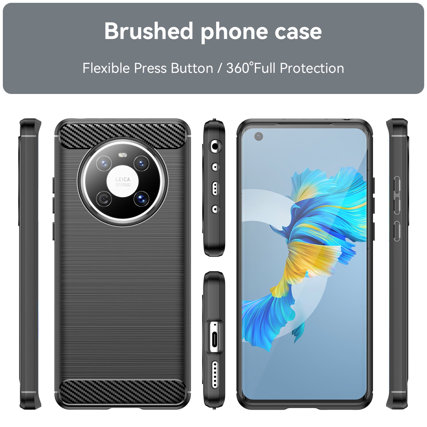 For Huawei Mate 40E / Mate 40 Case Slim-Fit Carbon Fiber Texture Phone Cover TPU Shell