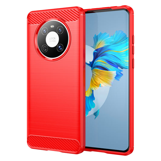 For Huawei Mate 40E / Mate 40 Case Slim-Fit Carbon Fiber Texture Phone Cover TPU Shell