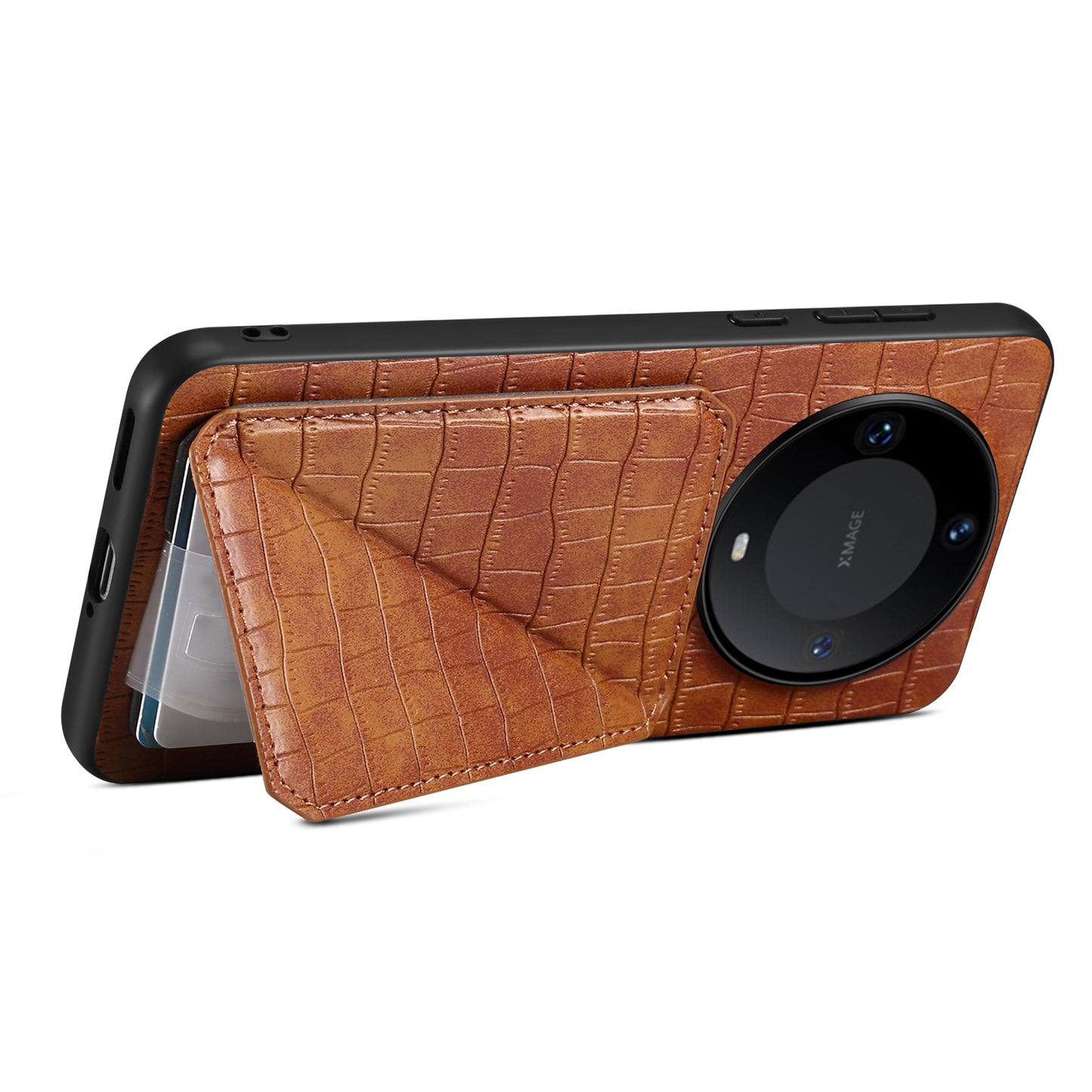 For Huawei Mate 60 Pro / 60 Pro+ Case Card Holder Crocodile Texture PU Leather+PC+TPU Phone Cover