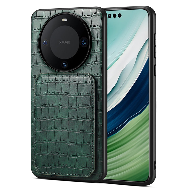 For Huawei Mate 60 Pro / 60 Pro+ Case Card Holder Crocodile Texture PU Leather+PC+TPU Phone Cover