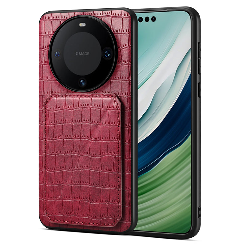 For Huawei Mate 60 Pro / 60 Pro+ Case Card Holder Crocodile Texture PU Leather+PC+TPU Phone Cover