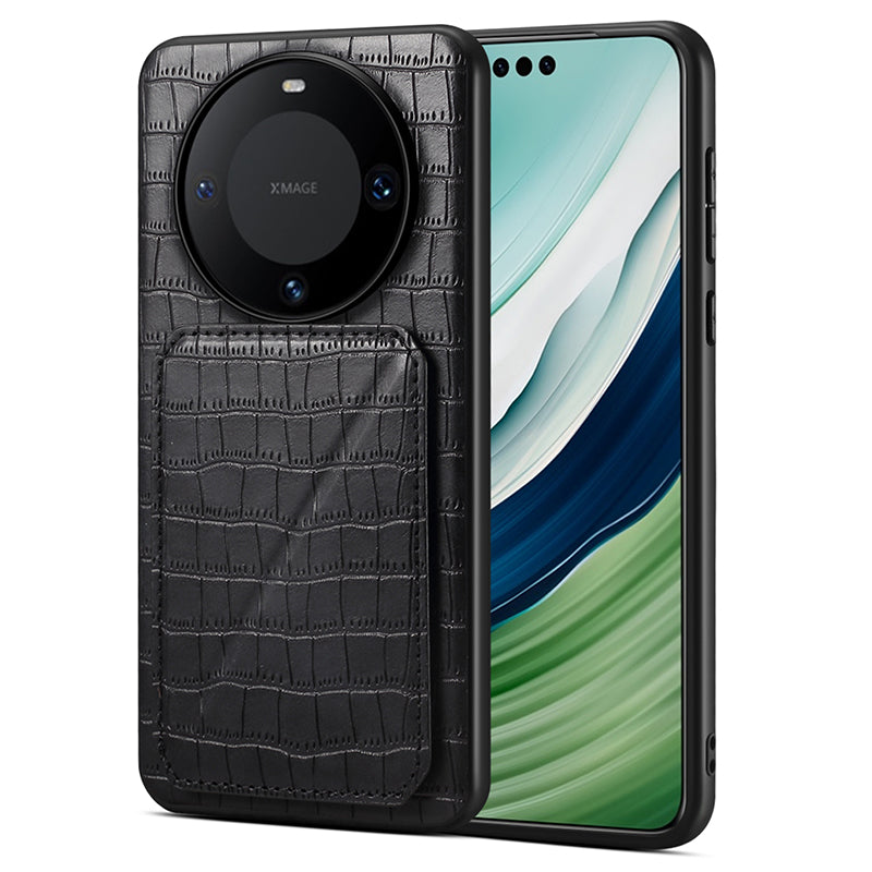 For Huawei Mate 60 Pro / 60 Pro+ Case Card Holder Crocodile Texture PU Leather+PC+TPU Phone Cover