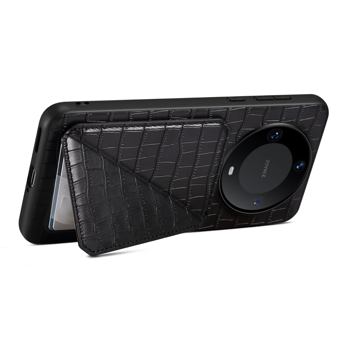 For Huawei Mate 60 Pro / 60 Pro+ Case Card Holder Crocodile Texture PU Leather+PC+TPU Phone Cover