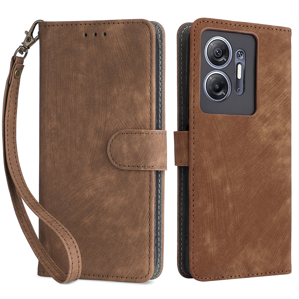 For Infinix Hot 30 5G / X6832 Anti-Scratch Phone Case PU Leather Stand Cover RFID Blocking Wallet Shell with Strap