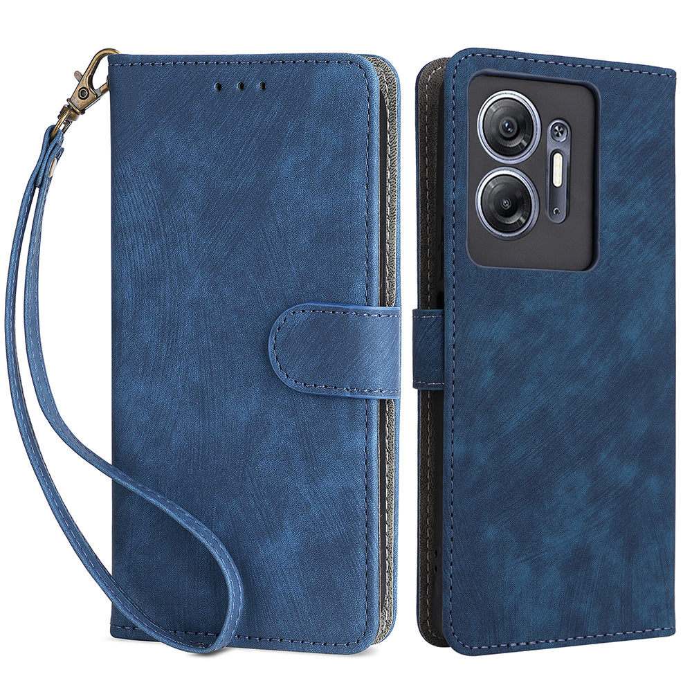 For Infinix Hot 30 5G / X6832 Anti-Scratch Phone Case PU Leather Stand Cover RFID Blocking Wallet Shell with Strap