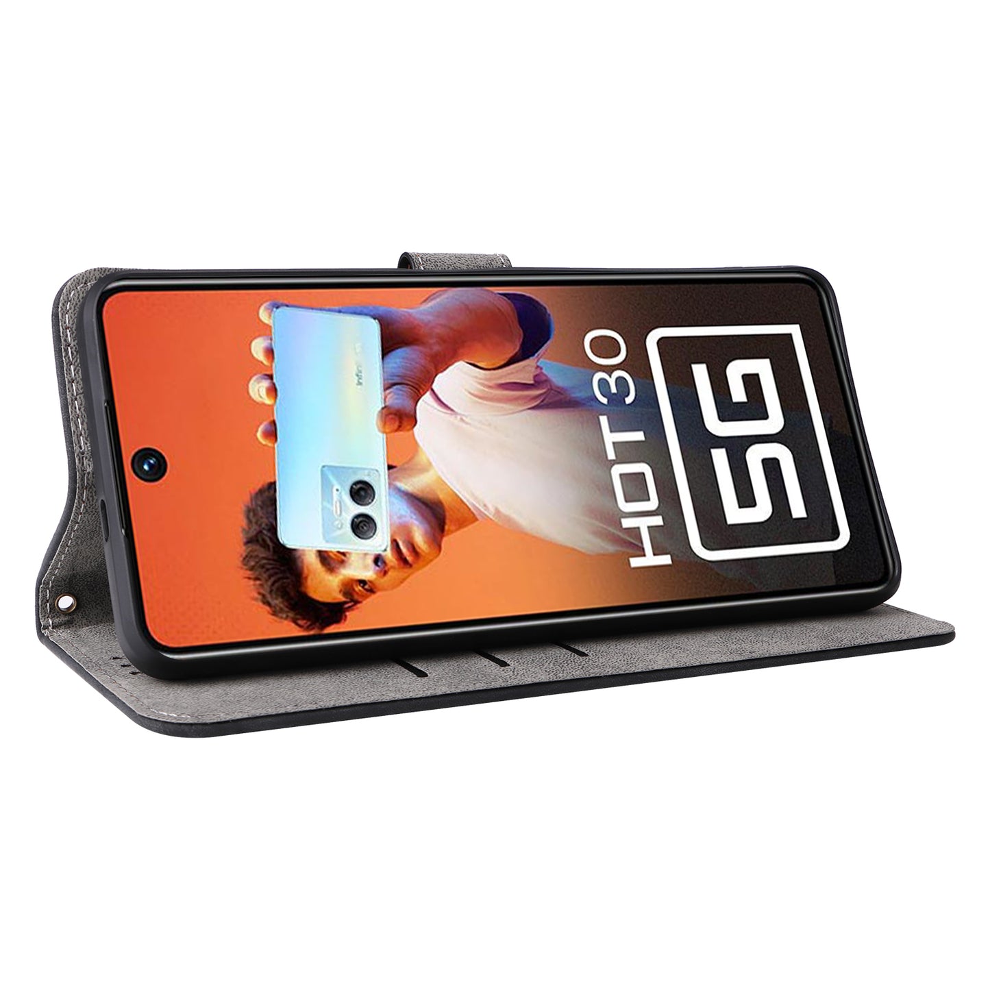 For Infinix Hot 30 5G / X6832 Anti-Scratch Phone Case PU Leather Stand Cover RFID Blocking Wallet Shell with Strap