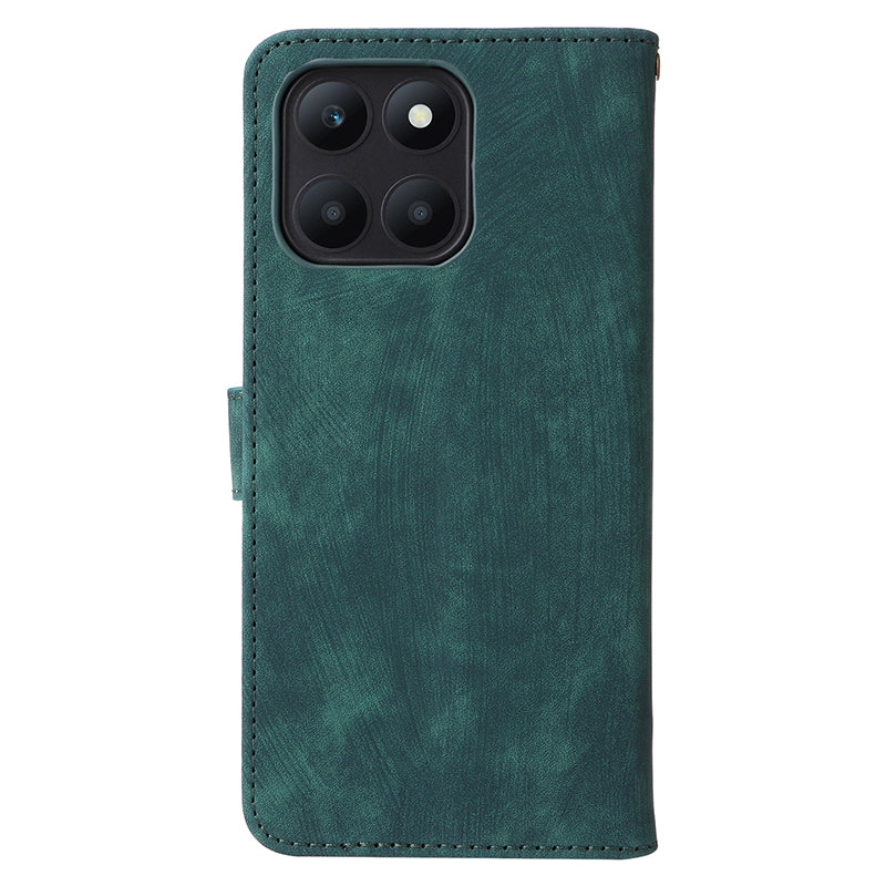 For Honor X6a 4G Phone Cover RFID Blocking Wallet Shell Anti-Scratch PU Leather Stand Phone Case with Strap