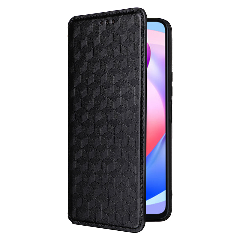 For Honor X6a 4G Slim-Fit PU Leather Stand Cover Rhombus Imprinted Wallet Phone Case Shell