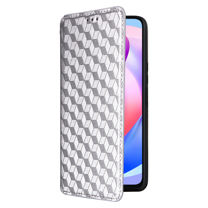 For Honor X6a 4G Slim-Fit PU Leather Stand Cover Rhombus Imprinted Wallet Phone Case Shell