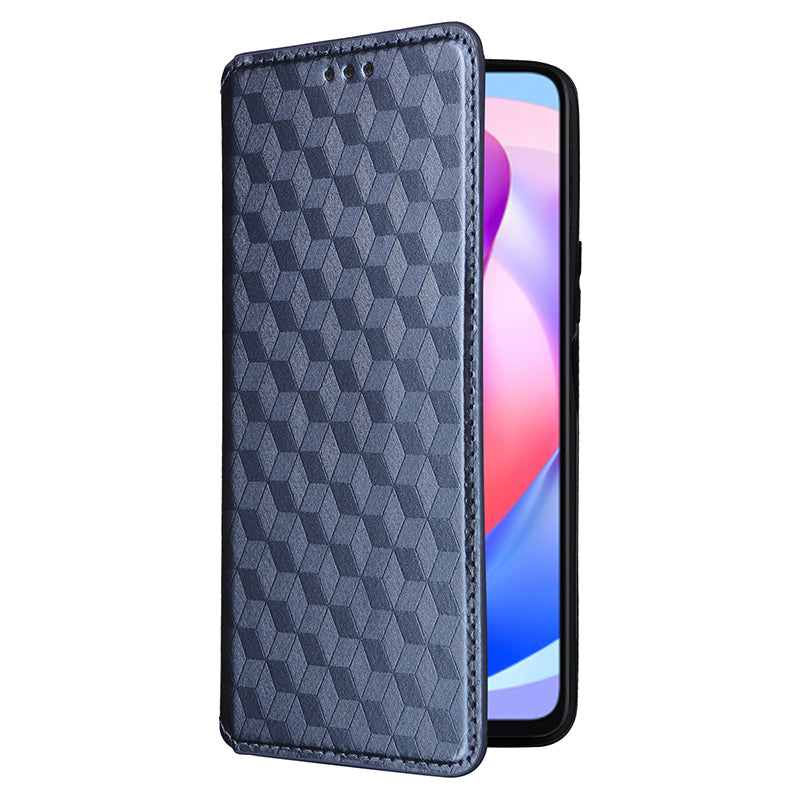 For Honor X6a 4G Slim-Fit PU Leather Stand Cover Rhombus Imprinted Wallet Phone Case Shell