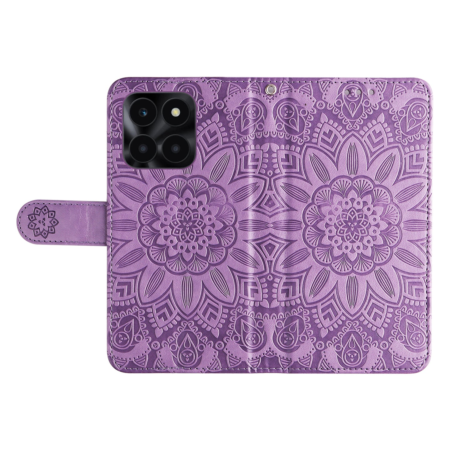 For Honor X6a 4G Case PU Leather Sunflower Imprinted Phone Cover Wallet Stand Shell