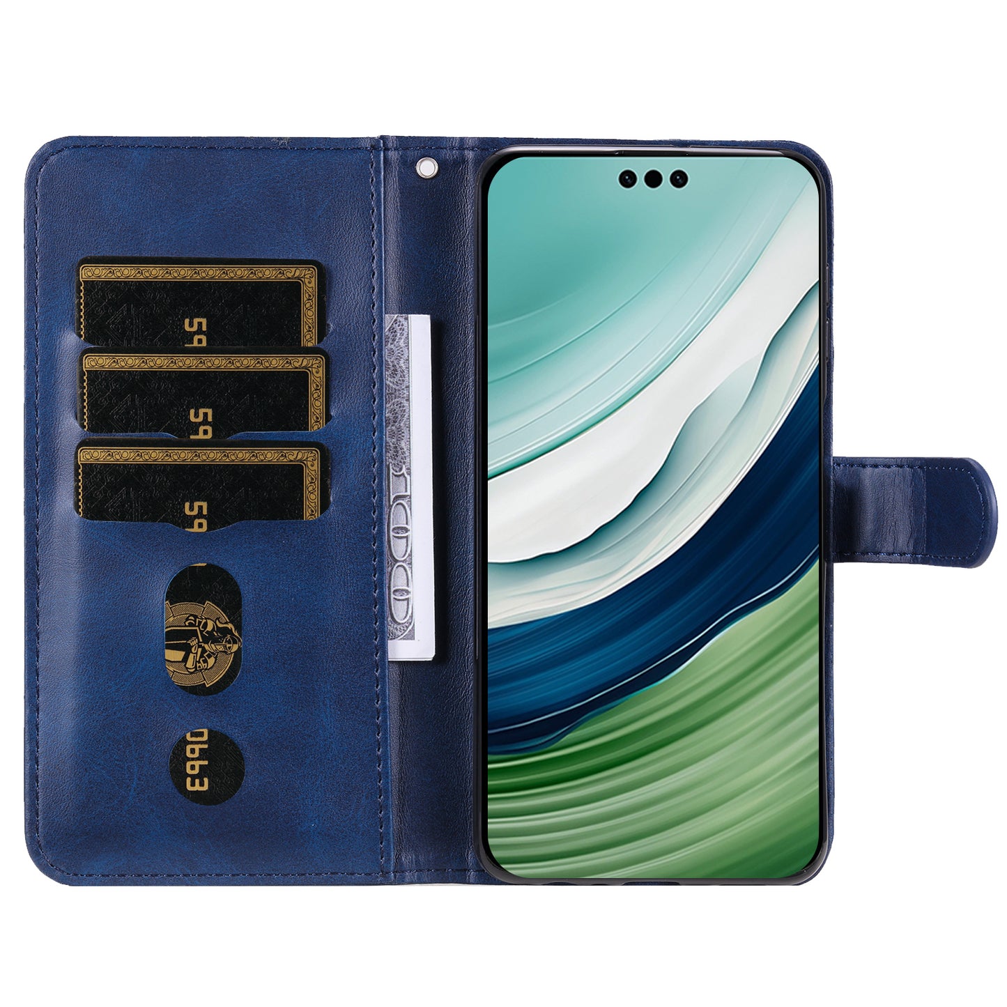 For Huawei Mate 60 Pro Case Shockproof Calf Texture Zipper Wallet Stand Smartphone Cover