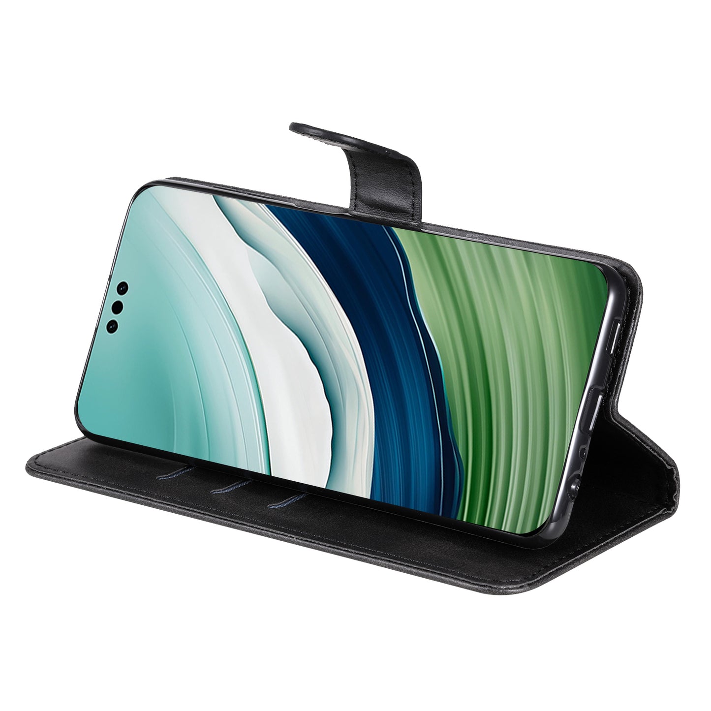 For Huawei Mate 60 Pro Case Shockproof Calf Texture Zipper Wallet Stand Smartphone Cover