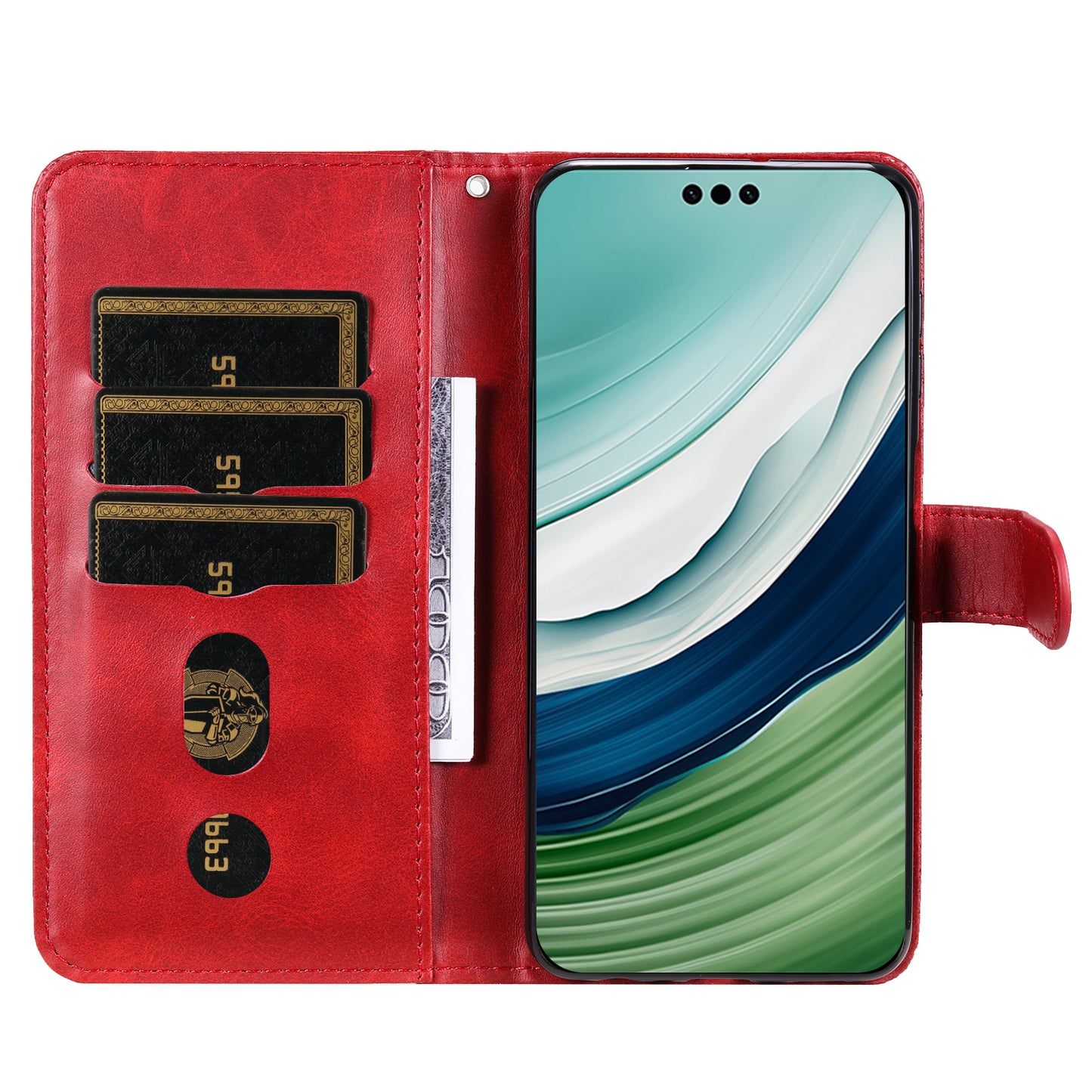 For Huawei Mate 60 Pro Case Shockproof Calf Texture Zipper Wallet Stand Smartphone Cover