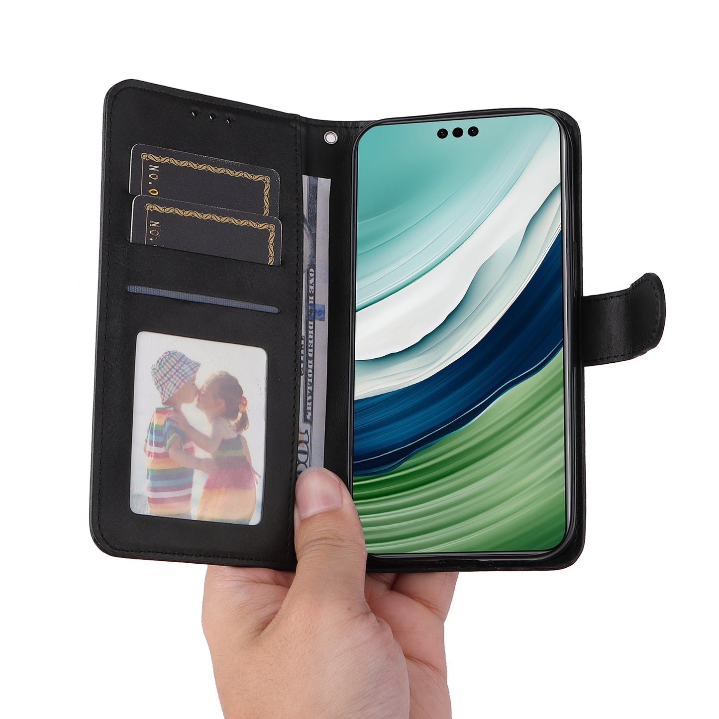 For Huawei Mate 60 Pro Case Calf Texture Wallet Stand PU Leather Protection Cell Phone Cover