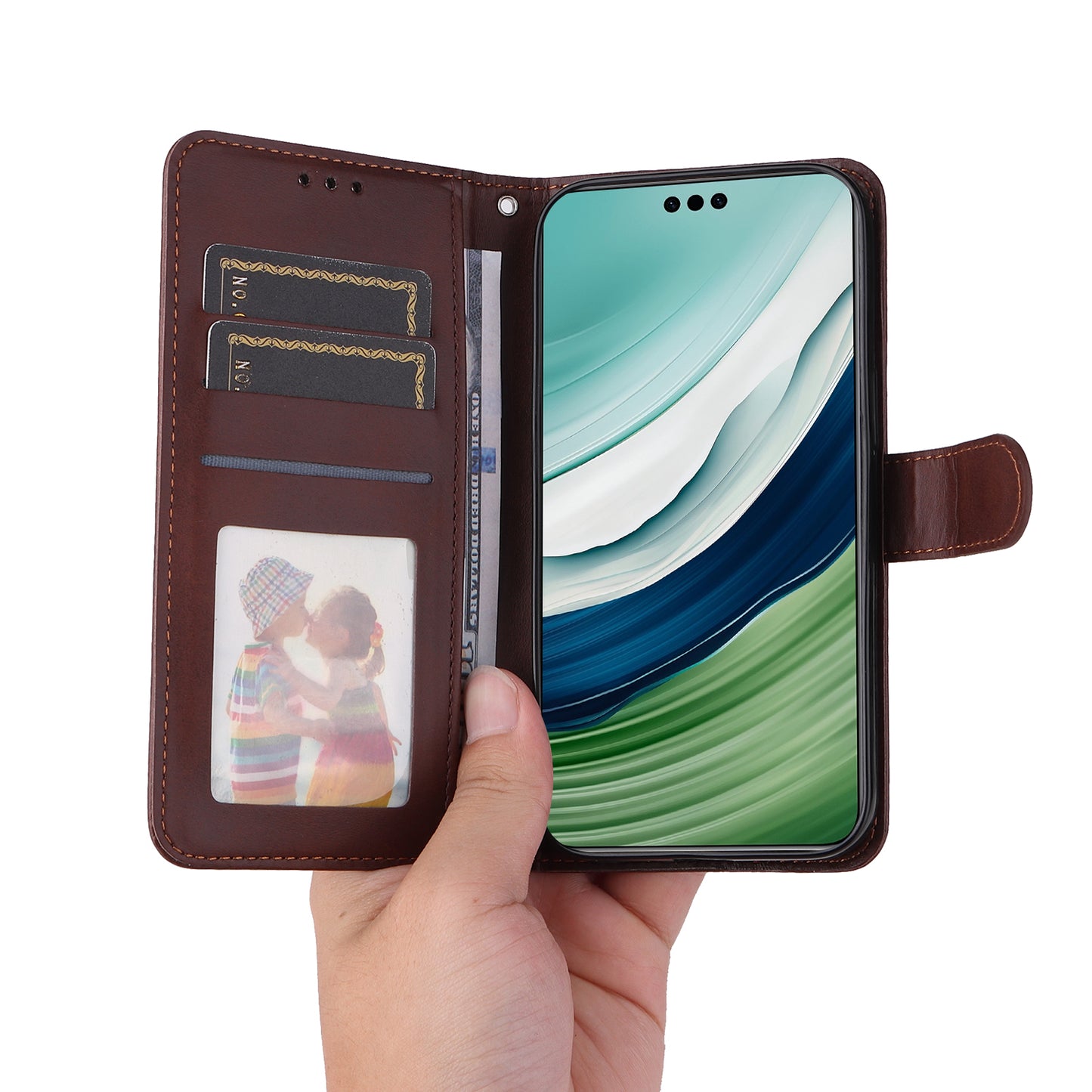 For Huawei Mate 60 Pro Case Calf Texture Wallet Stand PU Leather Protection Cell Phone Cover