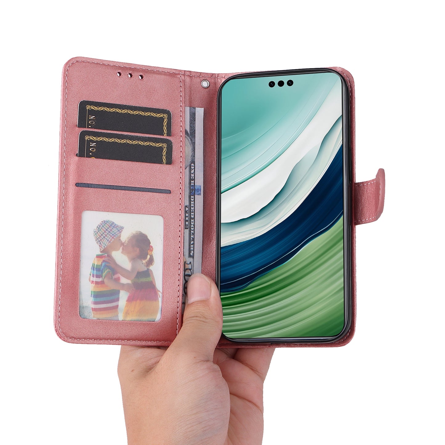 For Huawei Mate 60 Pro Case Calf Texture Wallet Stand PU Leather Protection Cell Phone Cover