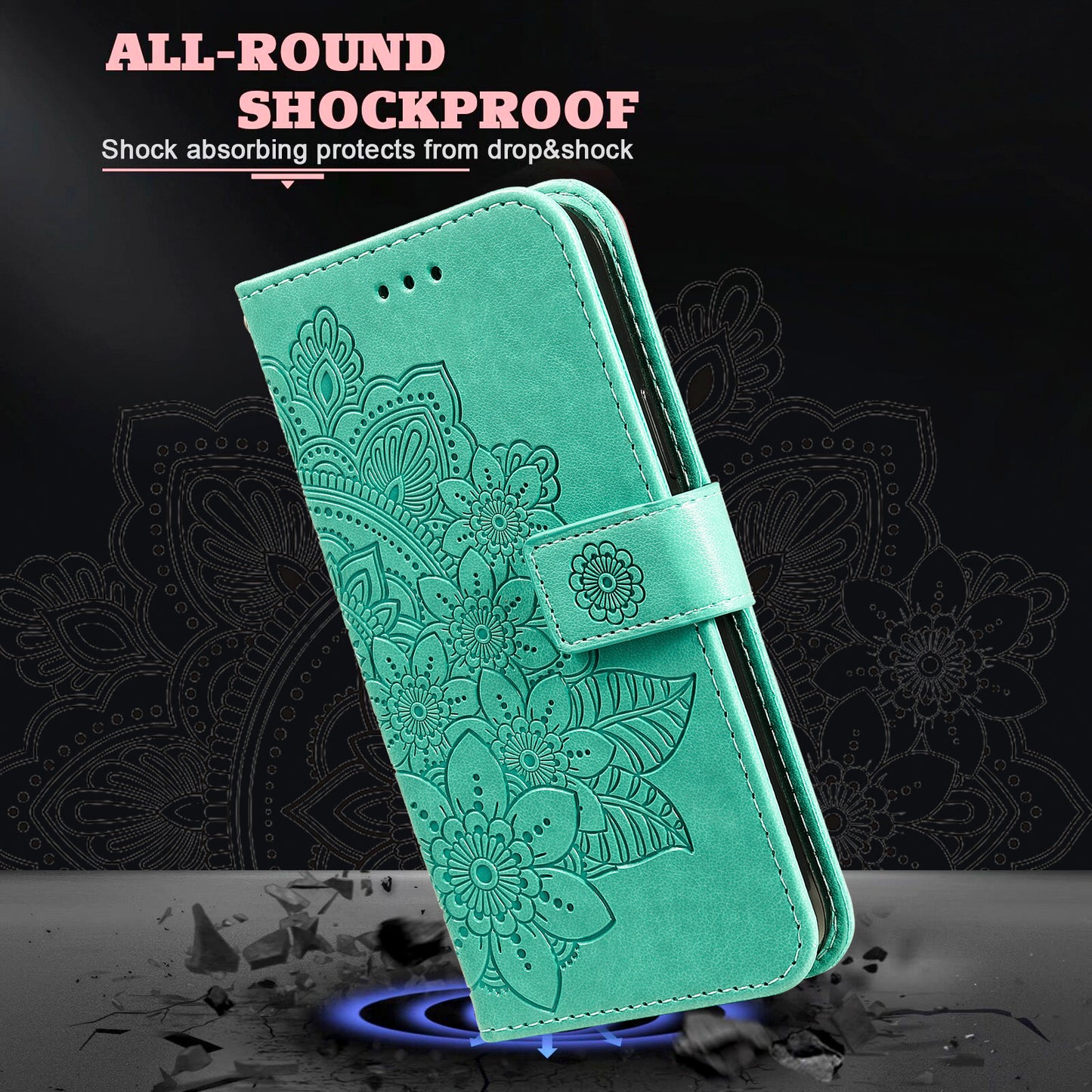For Huawei Mate 60 Pro Case Flower Imprinted PU Leather Stand Cover Anti-drop Wallet