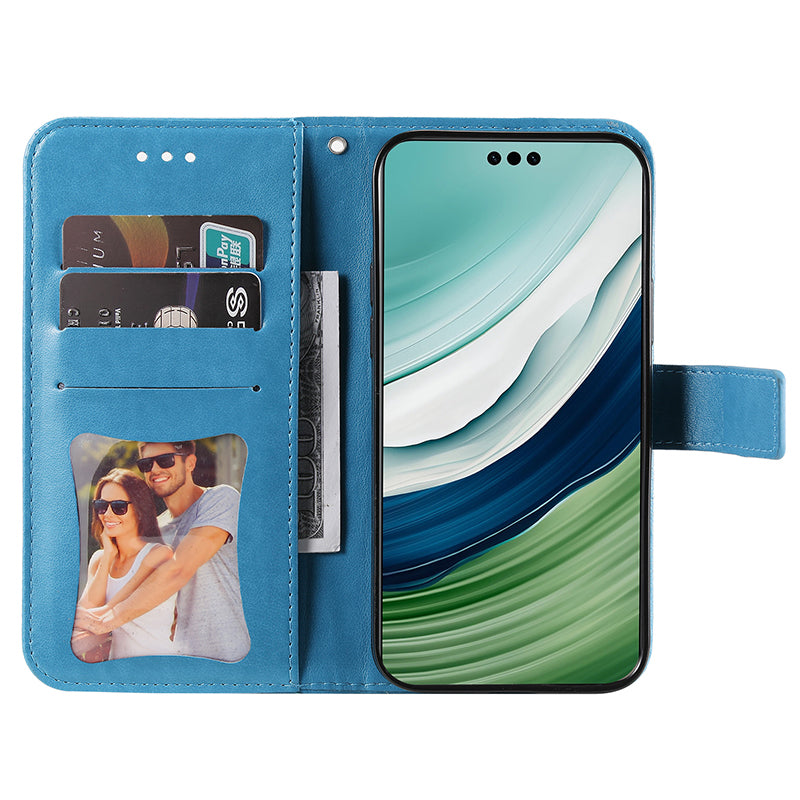 For Huawei Mate 60 Pro Case Flower Imprinted PU Leather Stand Cover Anti-drop Wallet