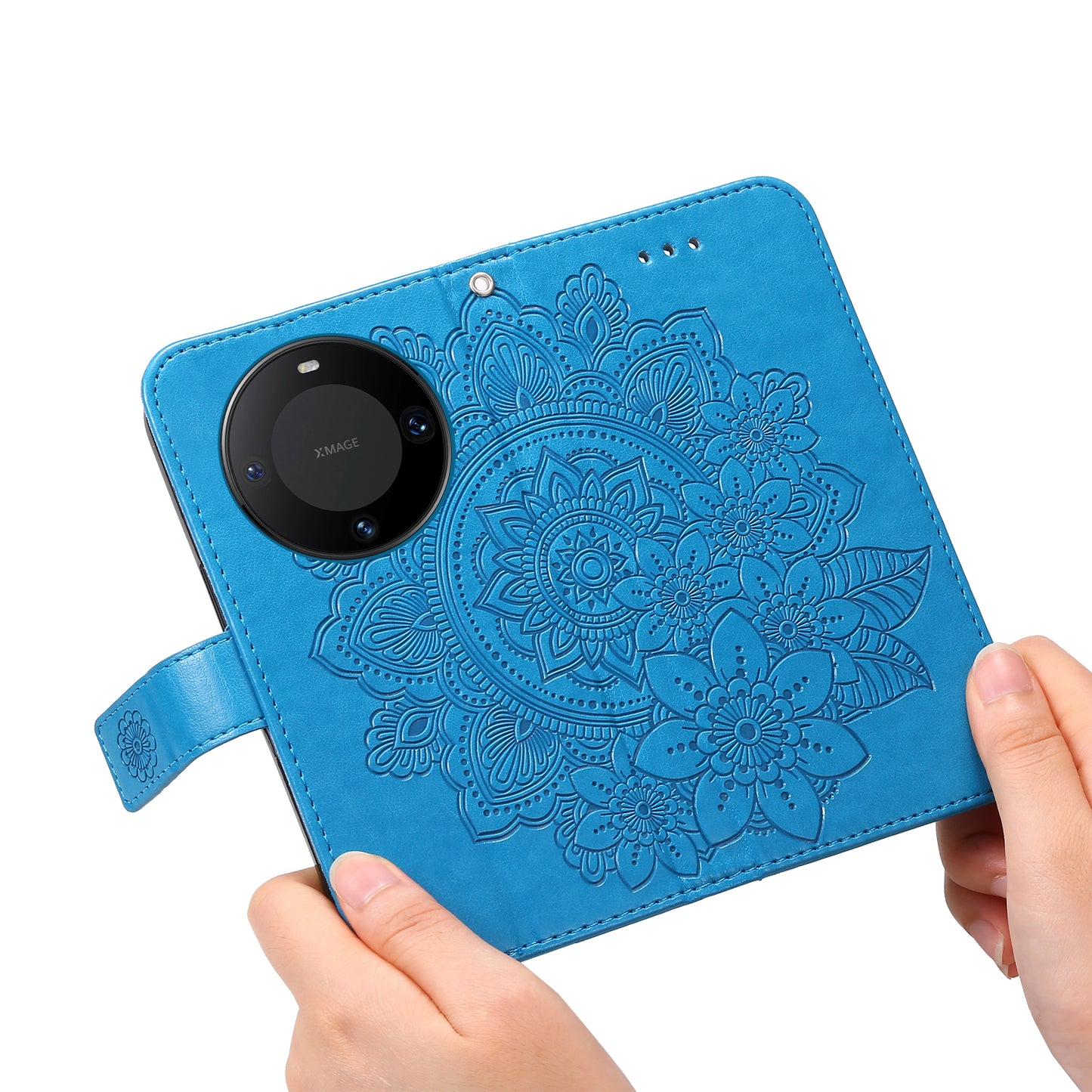 For Huawei Mate 60 Pro Case Flower Imprinted PU Leather Stand Cover Anti-drop Wallet