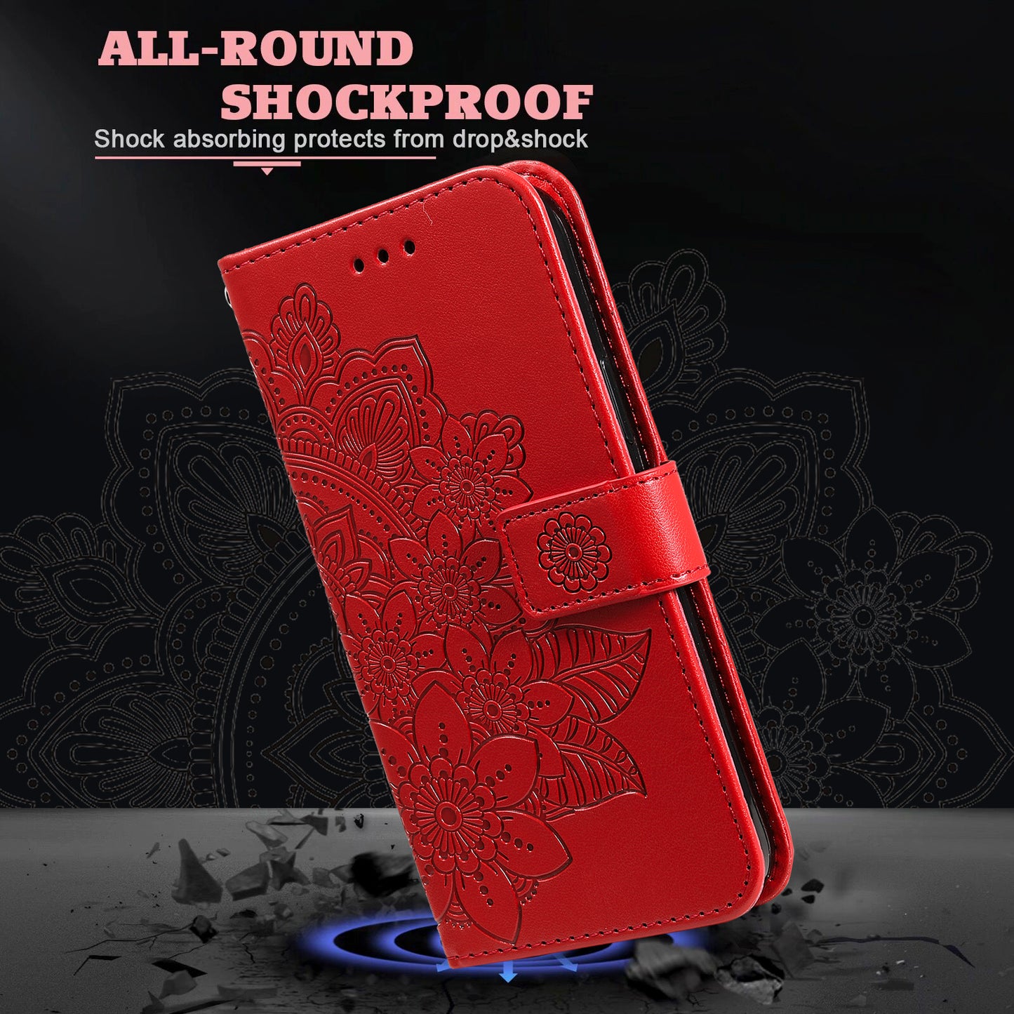 For Huawei Mate 60 Pro Case Flower Imprinted PU Leather Stand Cover Anti-drop Wallet
