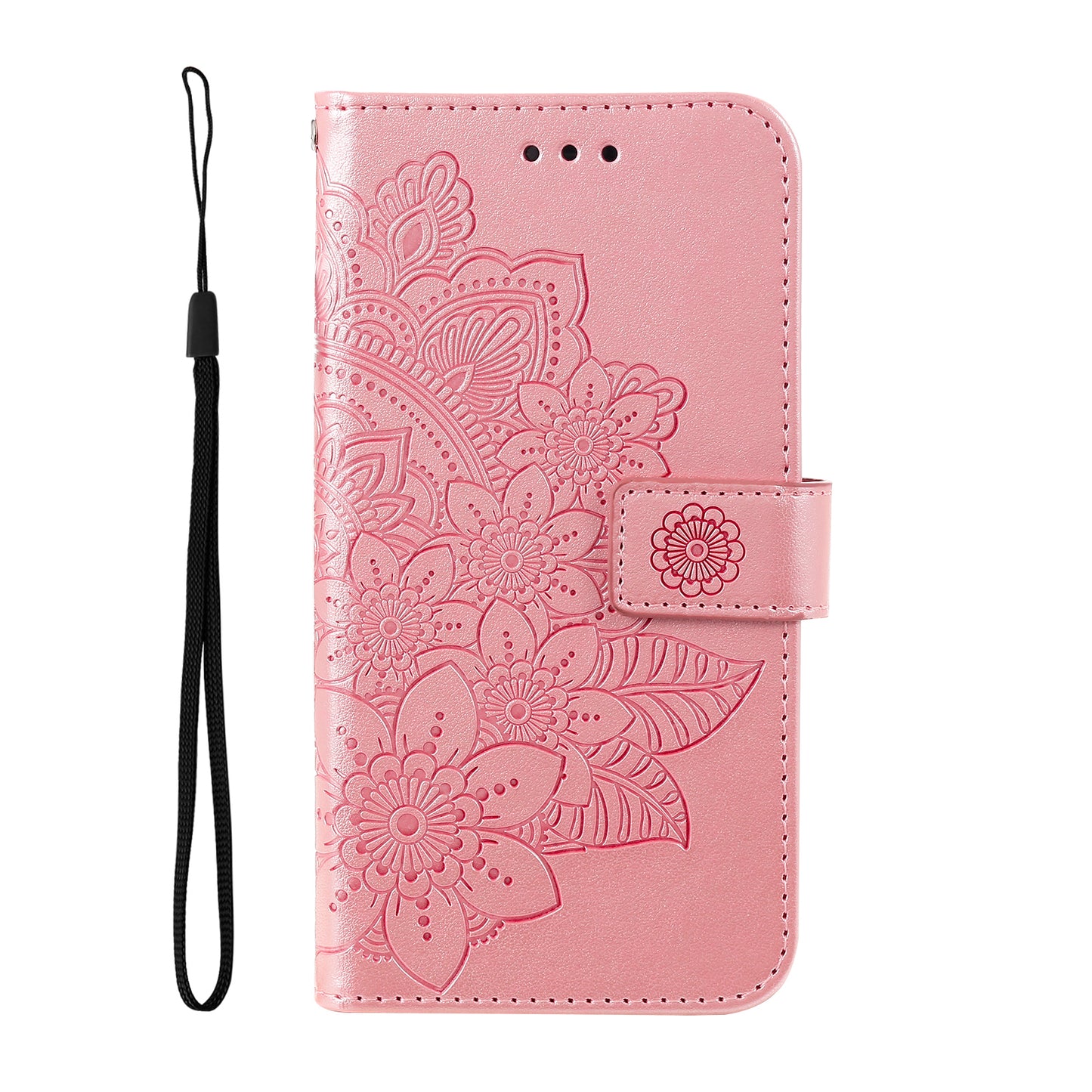 For Huawei Mate 60 Pro Case Flower Imprinted PU Leather Stand Cover Anti-drop Wallet