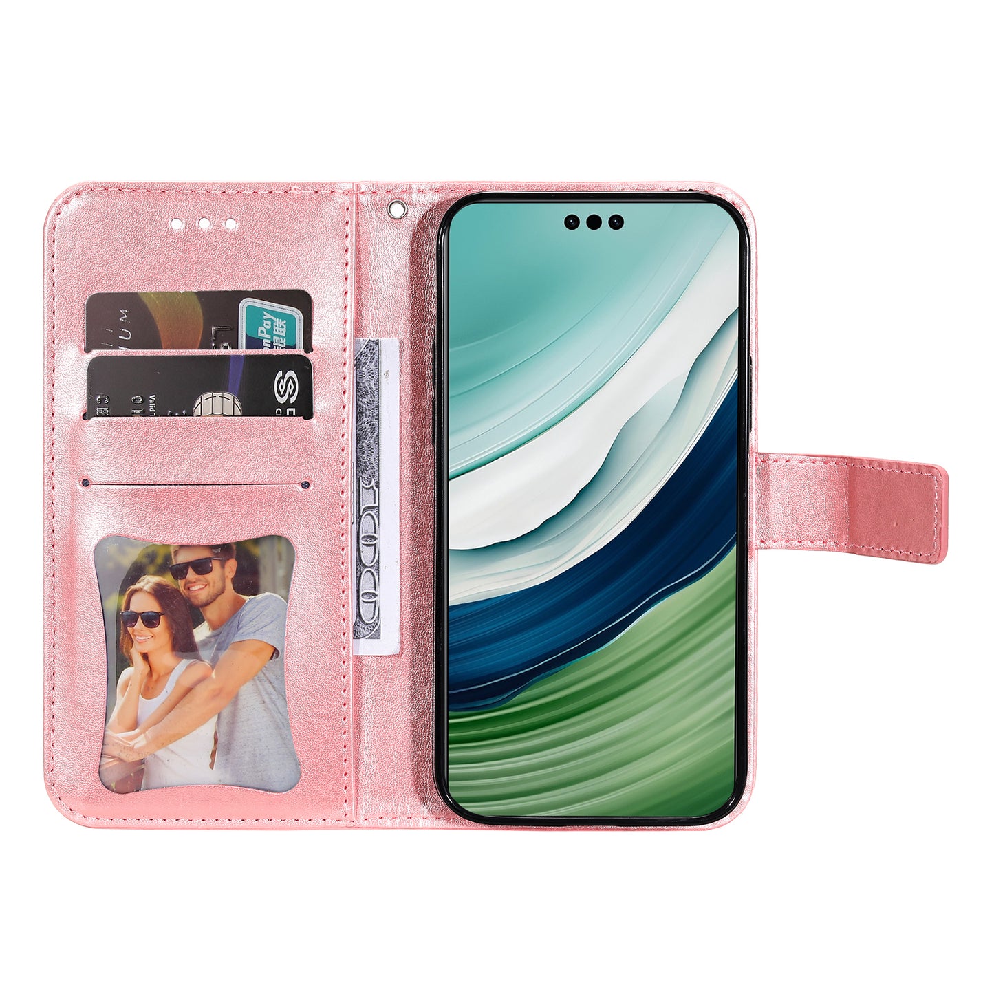 For Huawei Mate 60 Pro Case Flower Imprinted PU Leather Stand Cover Anti-drop Wallet