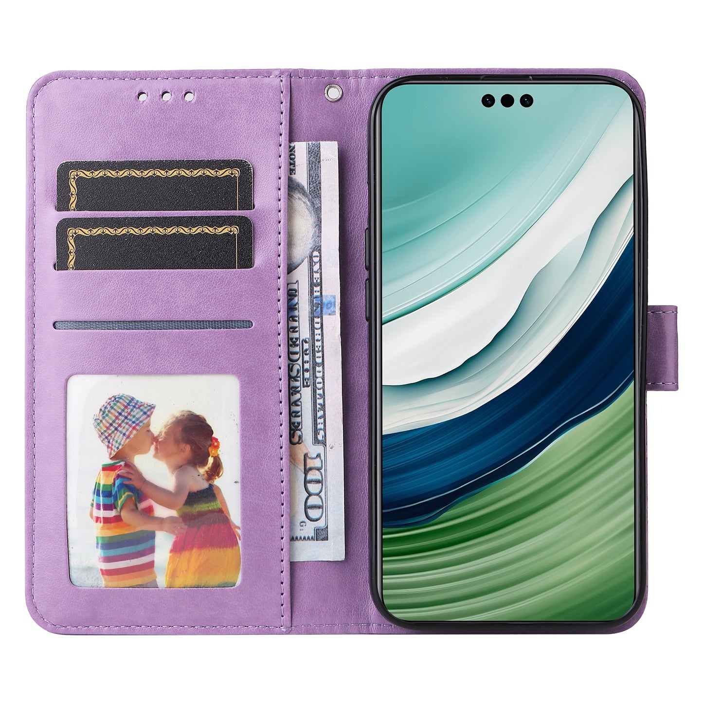 For Huawei Mate 60 Pro Case Wallet Stand Shell PU Leather Sunflower Imprinted Phone Cover