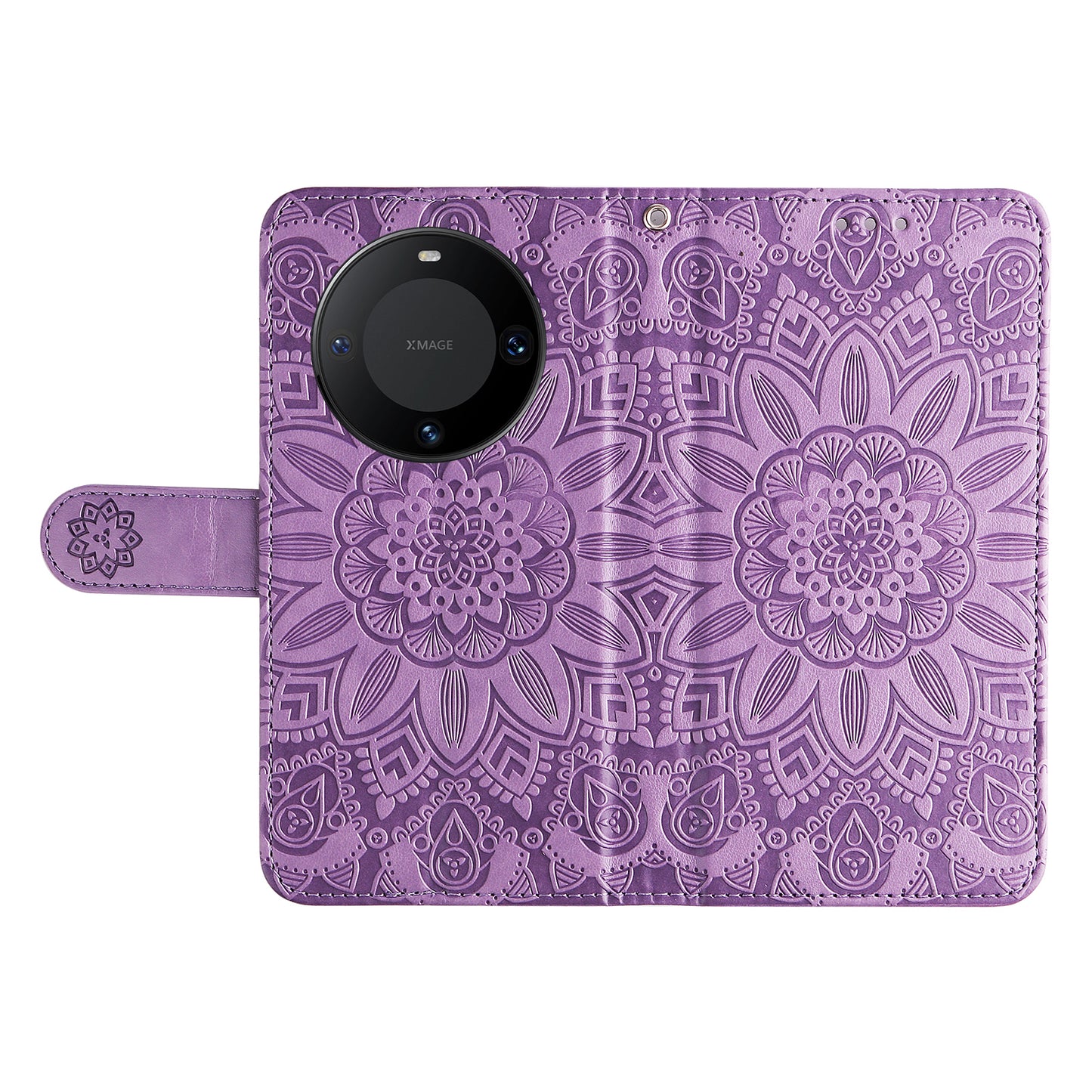 For Huawei Mate 60 Pro Case Wallet Stand Shell PU Leather Sunflower Imprinted Phone Cover
