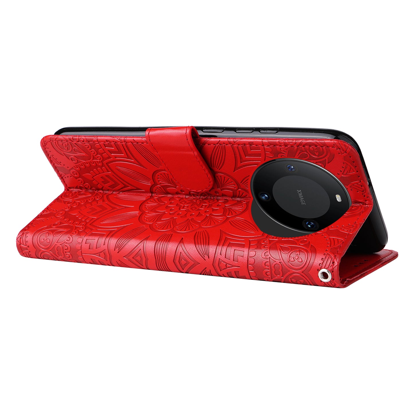 For Huawei Mate 60 Pro Case Wallet Stand Shell PU Leather Sunflower Imprinted Phone Cover