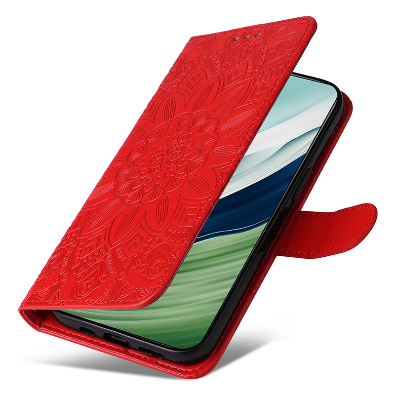 For Huawei Mate 60 Pro Case Wallet Stand Shell PU Leather Sunflower Imprinted Phone Cover