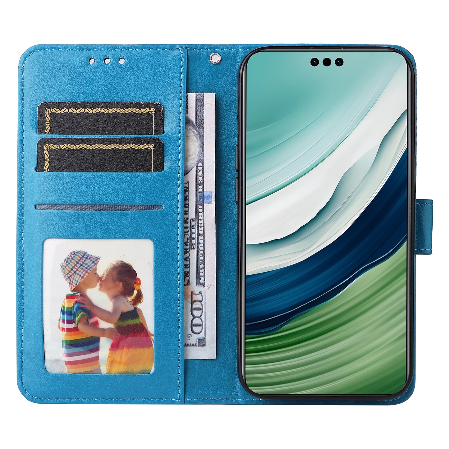 For Huawei Mate 60 Pro Case Wallet Stand Shell PU Leather Sunflower Imprinted Phone Cover