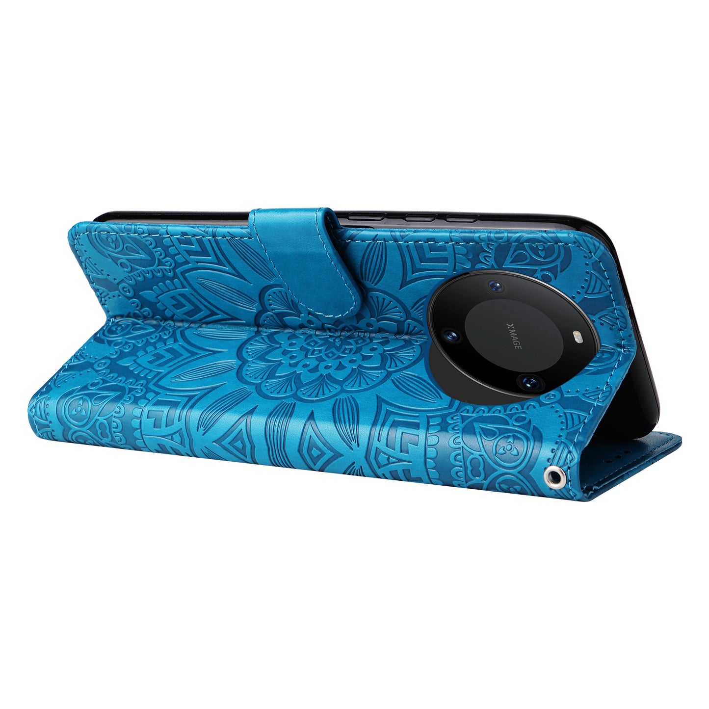 For Huawei Mate 60 Pro Case Wallet Stand Shell PU Leather Sunflower Imprinted Phone Cover