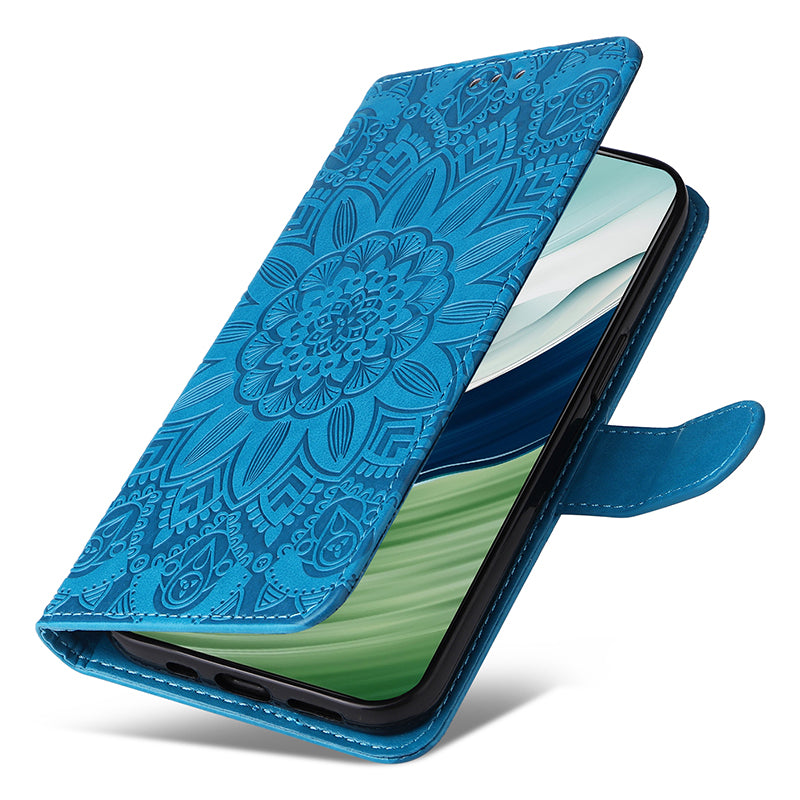 For Huawei Mate 60 Pro Case Wallet Stand Shell PU Leather Sunflower Imprinted Phone Cover