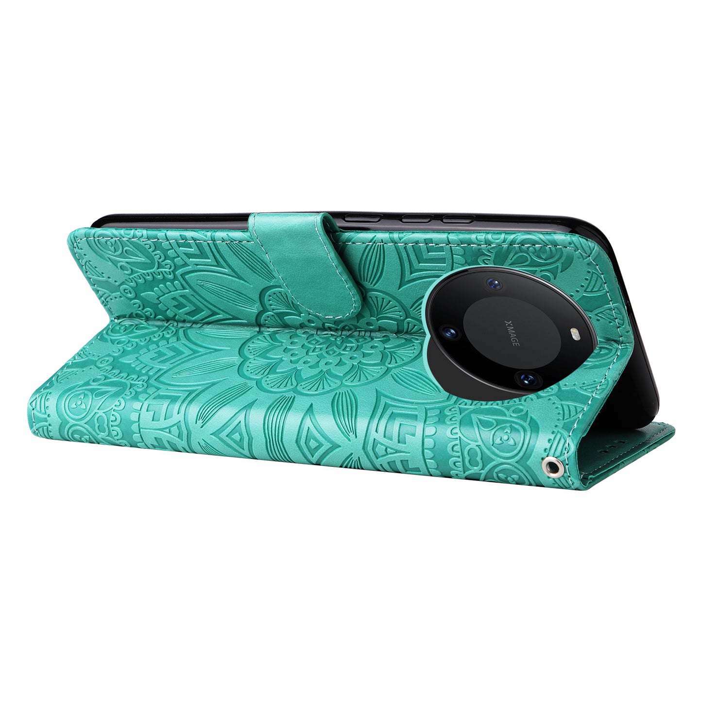 For Huawei Mate 60 Pro Case Wallet Stand Shell PU Leather Sunflower Imprinted Phone Cover