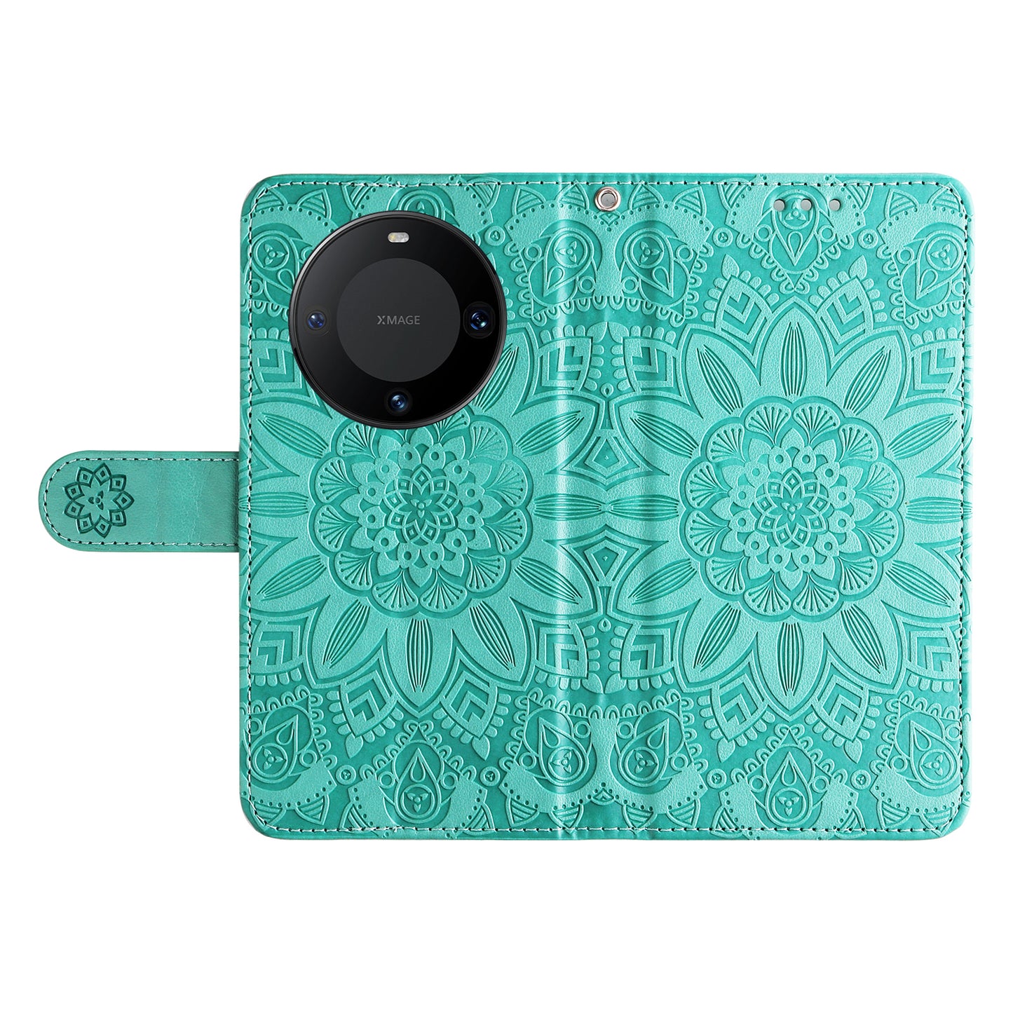 For Huawei Mate 60 Pro Case Wallet Stand Shell PU Leather Sunflower Imprinted Phone Cover