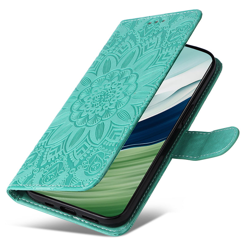 For Huawei Mate 60 Pro Case Wallet Stand Shell PU Leather Sunflower Imprinted Phone Cover