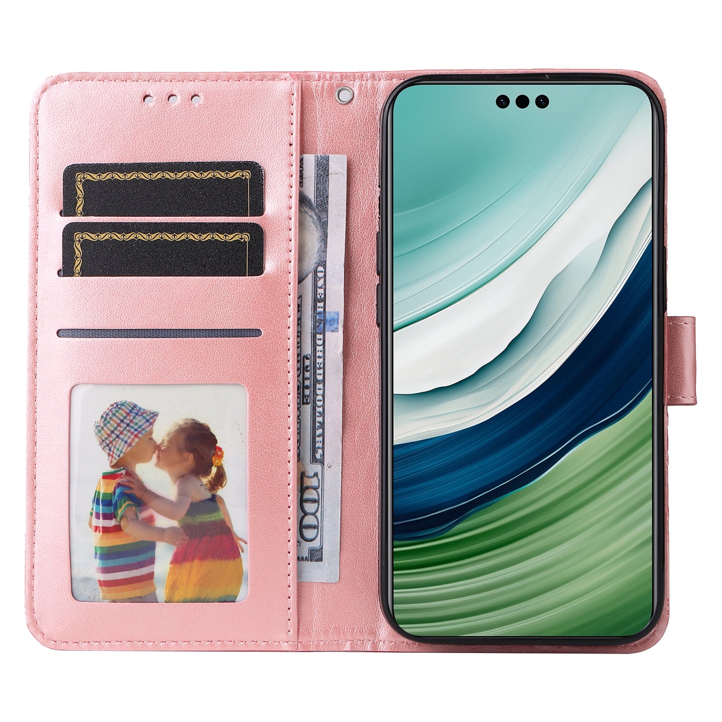 For Huawei Mate 60 Pro Case Wallet Stand Shell PU Leather Sunflower Imprinted Phone Cover