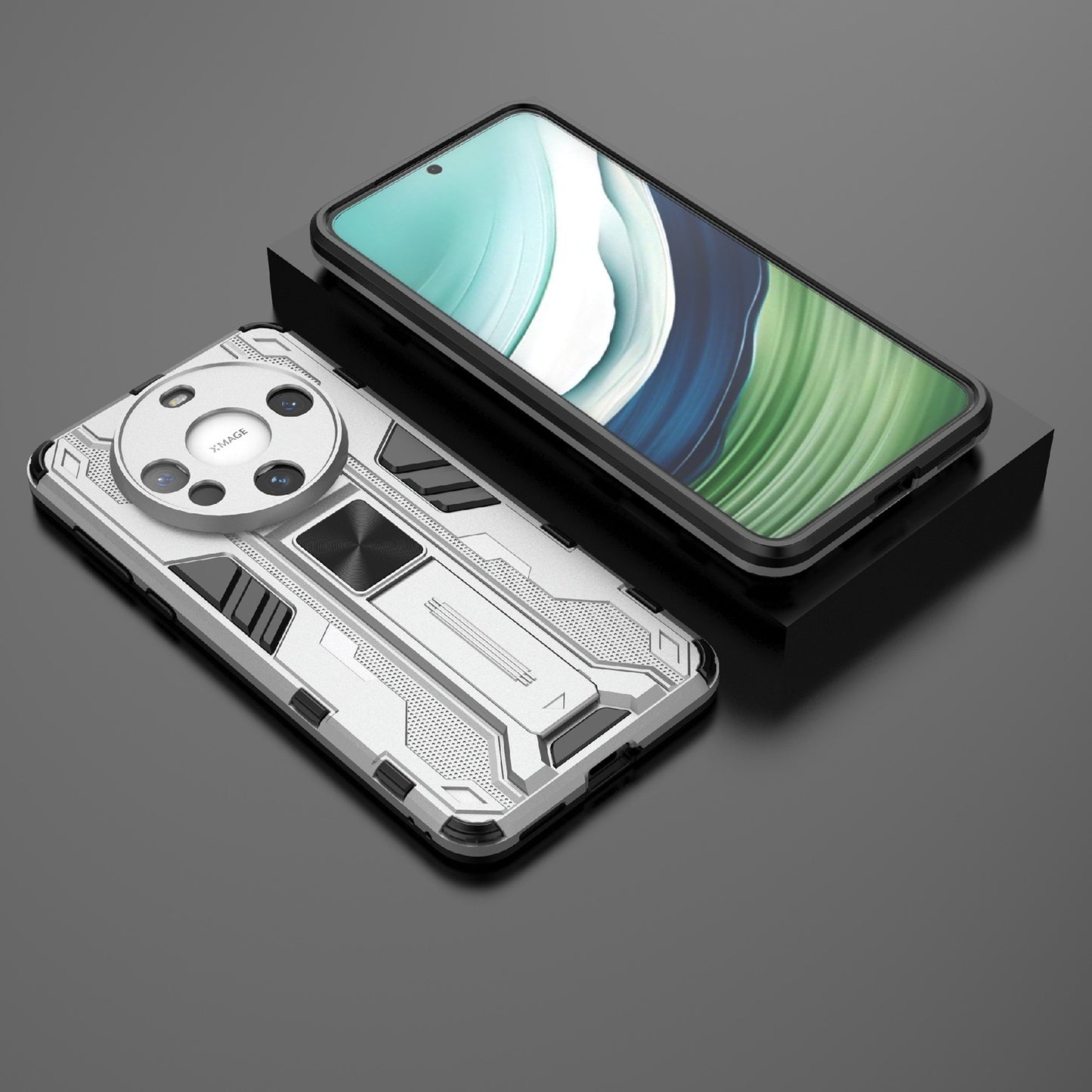 For Huawei Mate 60 Case with Kickstand Combo PC+TPU Phone Cover