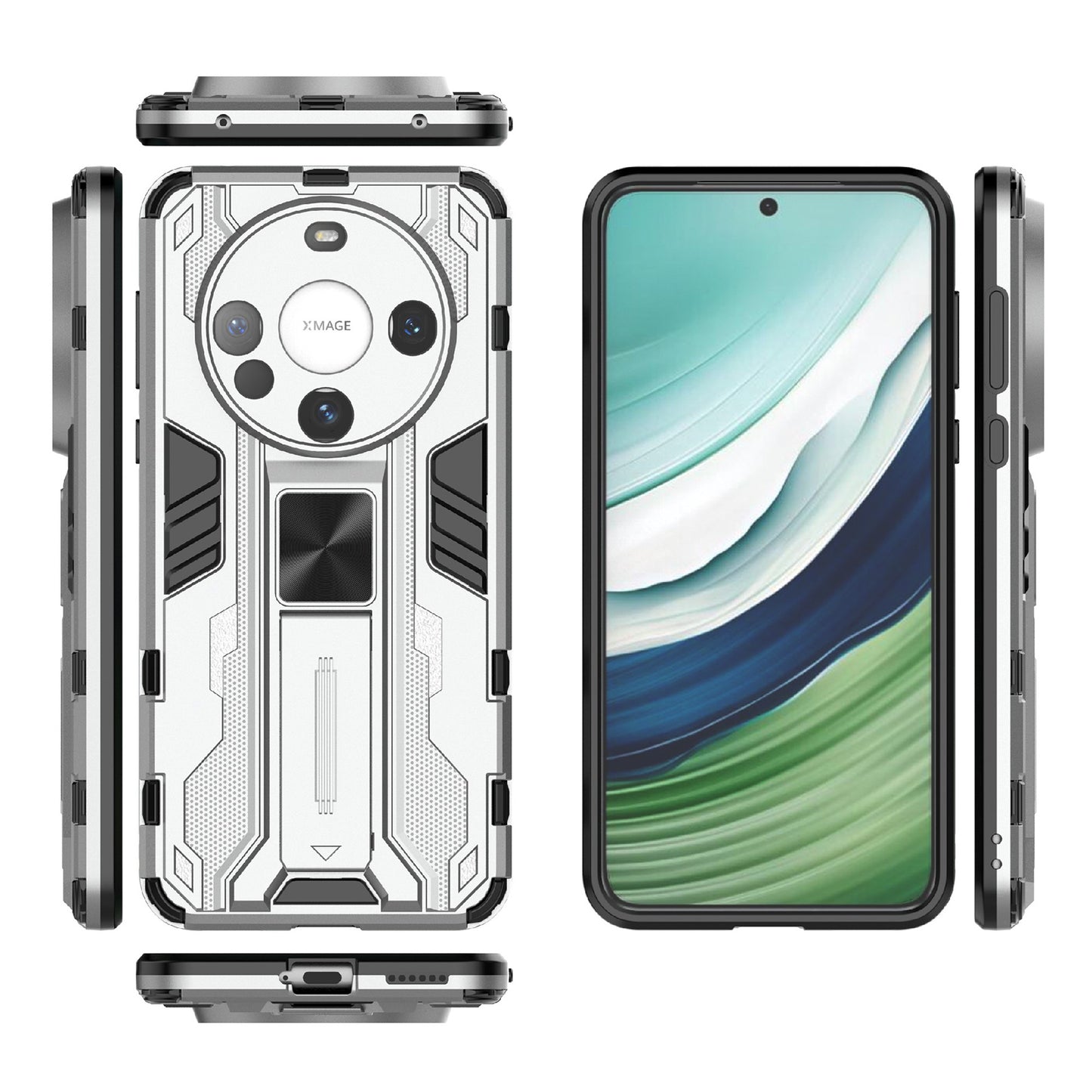 For Huawei Mate 60 Case with Kickstand Combo PC+TPU Phone Cover