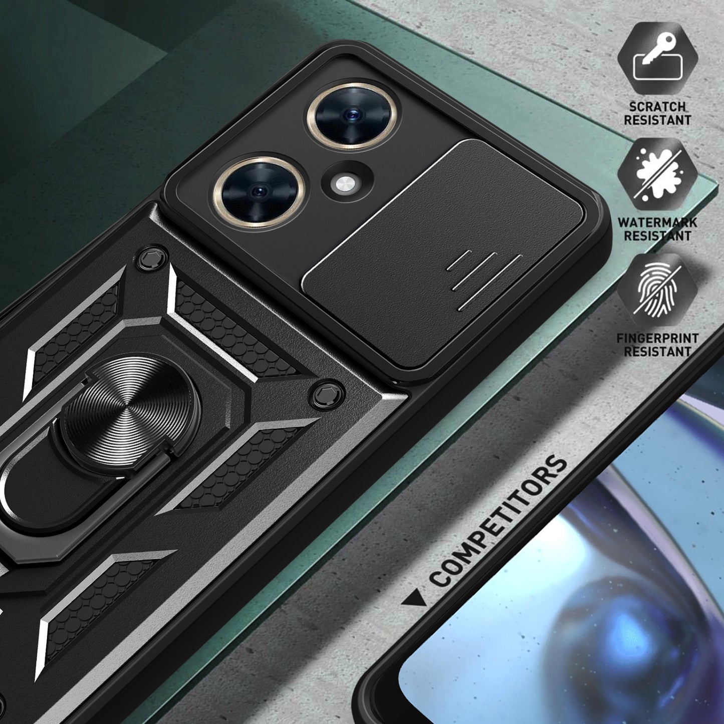 For Huawei Nova 11i Phone Case Slide Lens Protection PC+TPU Kickstand Cover