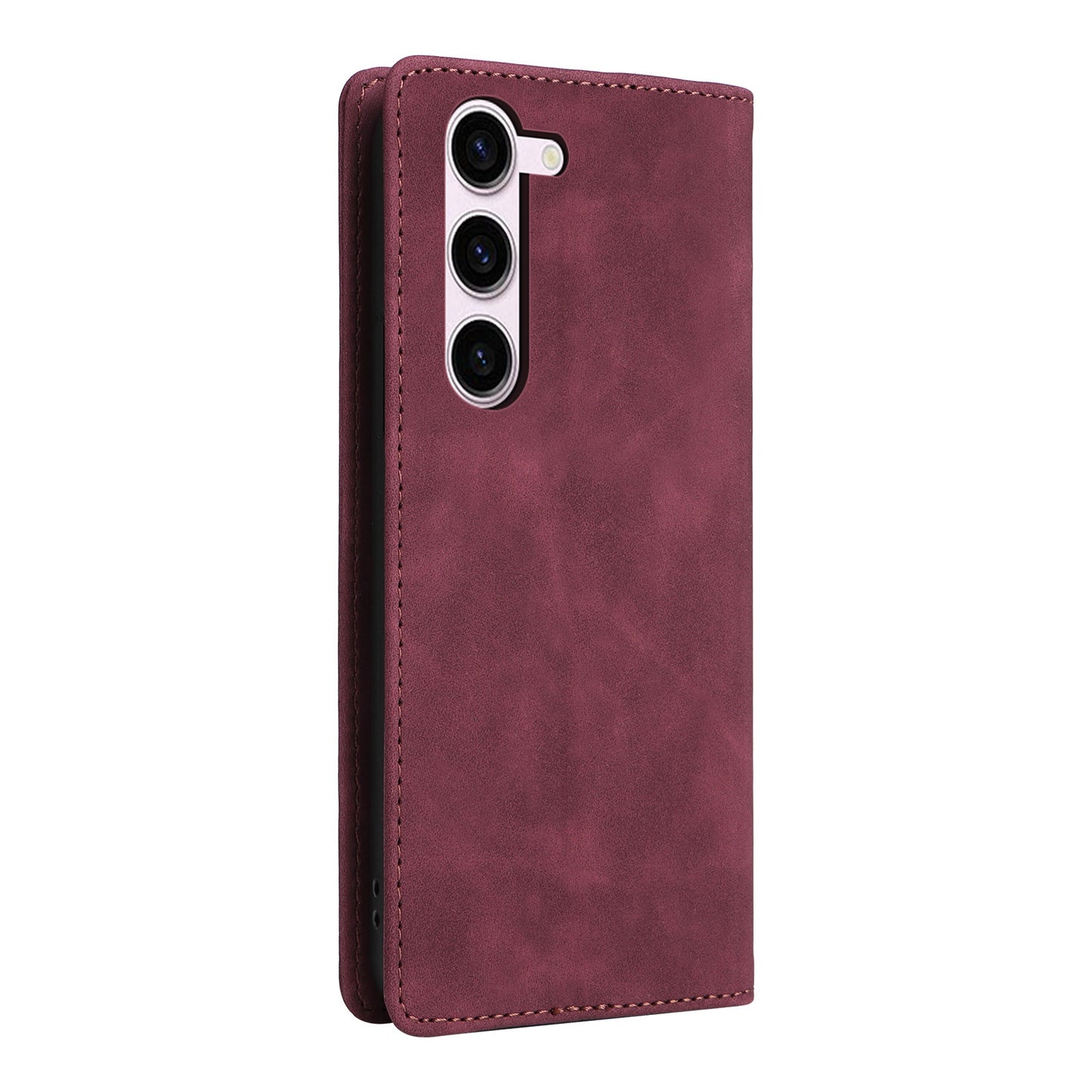 006 Series For Samsung Galaxy S23+ Case PU Leather Sucker Closure Phone Stand Cover