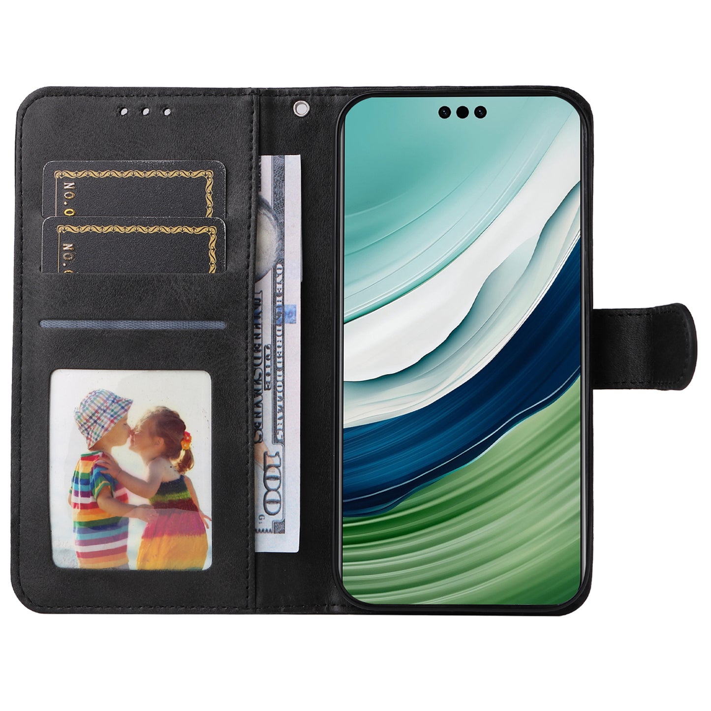 For Huawei Mate 60 Case Calf Texture Wallet Stand PU Leather Slim-fit Phone Cover